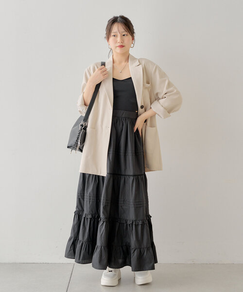 Chico（チコ）の「コットンティアードロングスカート（スカート・レディース・ブラック/ピンクベージュ/ホワイト・FREE）」の17枚目の写真