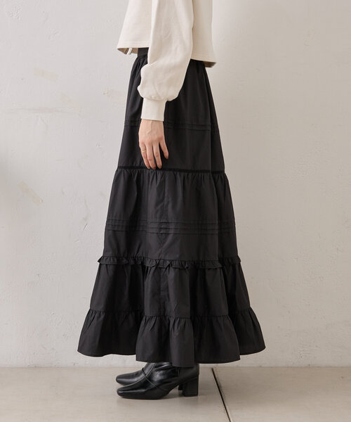 Chico（チコ）の「コットンティアードロングスカート（スカート・レディース・ブラック/ピンクベージュ/ホワイト・FREE）」の19枚目の写真