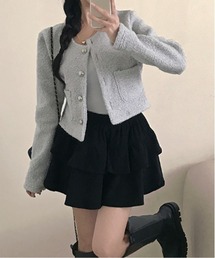 ゴールドボタンノーカラージャケット