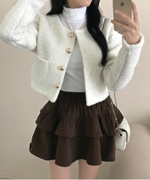 ゴールドボタンノーカラージャケット