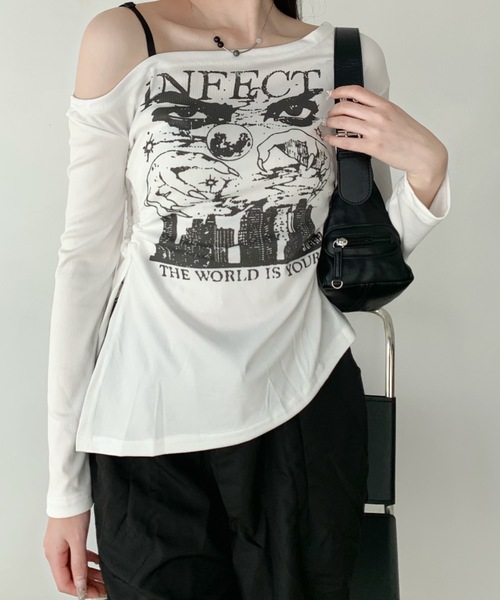 lilful（リルフル）の「ロゴプリント サイドスリット肌見せコンパクトロンT（Tシャツ/カットソー・レディース・ホワイト/ブラック・L/M）」の20枚目の写真