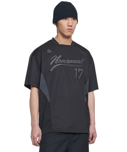 NOMANUAL(NOMANUAL)の「A'GEM/9 × .kom『NOMANUAL/ノーマニュアル』SWEEP BASEBALL JERSEY/スウィープ ベースボールジャージ TEE(Tシャツ/カットソー・レディース・チャコールグレー/ホワイト/ブラック・L)」の2枚目の写真