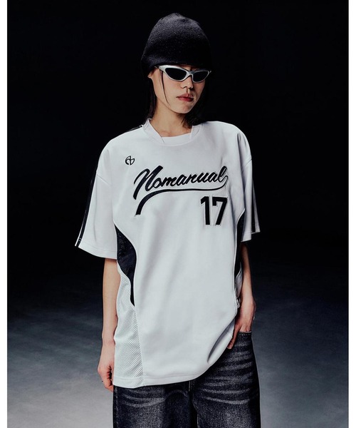 NOMANUAL(NOMANUAL)の「A'GEM/9 × .kom『NOMANUAL/ノーマニュアル』SWEEP BASEBALL JERSEY/スウィープ ベースボールジャージ TEE(Tシャツ/カットソー・レディース・チャコールグレー/ホワイト/ブラック・L)」の4枚目の写真