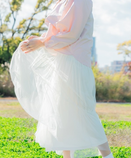 Petitjo（プッチージョ）の「小さいサイズ　チュールイレギュラーティアードスカート　低身長さん・小柄女性（スカート・レディース・ホワイト・XS-S/M-L）」の8枚目の写真