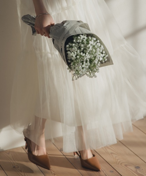 Petitjo（プッチージョ）の「小さいサイズ　チュールイレギュラーティアードスカート　低身長さん・小柄女性（スカート・レディース・ホワイト・XS-S/M-L）」の14枚目の写真