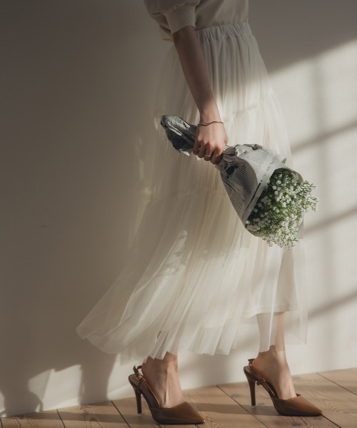 Petitjo（プッチージョ）の「小さいサイズ　チュールイレギュラーティアードスカート　低身長さん・小柄女性（スカート・レディース・ホワイト・XS-S/M-L）」の13枚目の写真