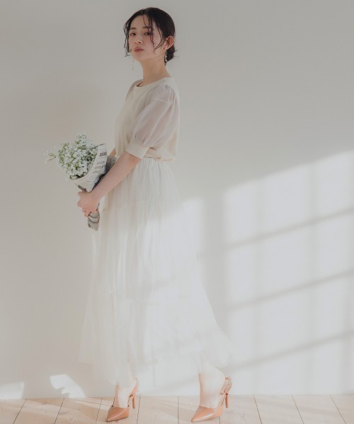 Petitjo（プッチージョ）の「小さいサイズ　チュールイレギュラーティアードスカート　低身長さん・小柄女性（スカート・レディース・ホワイト・XS-S/M-L）」の17枚目の写真