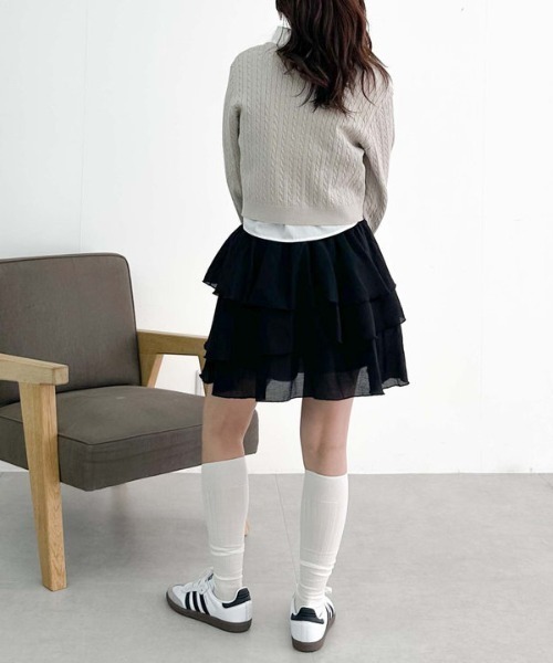 archives(アルシーヴ)の「Vネックケーブルニット×シャツSET(アンサンブル・レディース・グレー/ブルー/ベージュ・MEDIUM)」の20枚目の写真