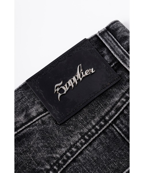 supplierデニムショーツ ショートパンツ｜Switching Pierced Baggy Denim Shorts