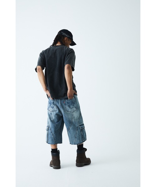 ショートパンツ｜Switching Pierced Baggy Denim Shorts