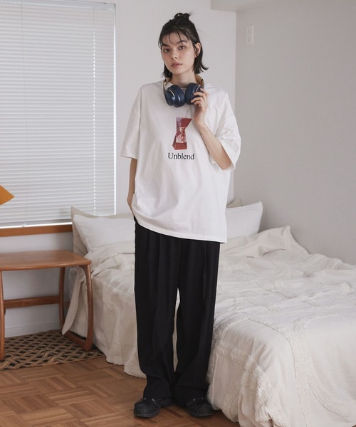 Unblend（アンブレンド）の「【Unblend】リアルイラスト アソート グラフィック ハーフスリーブTシャツ（Tシャツ/カットソー・レディース・オフホワイト/ネイビー/スミクロ・FREE）」の9枚目の写真