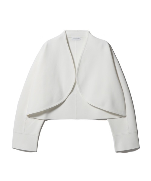 ESTNATION（エストネーション）の「ESTNATION / カーヴィーニットジャケット（ノーカラージャケット・レディース・ブラック/オフホワイト・FREE）」の2枚目の写真