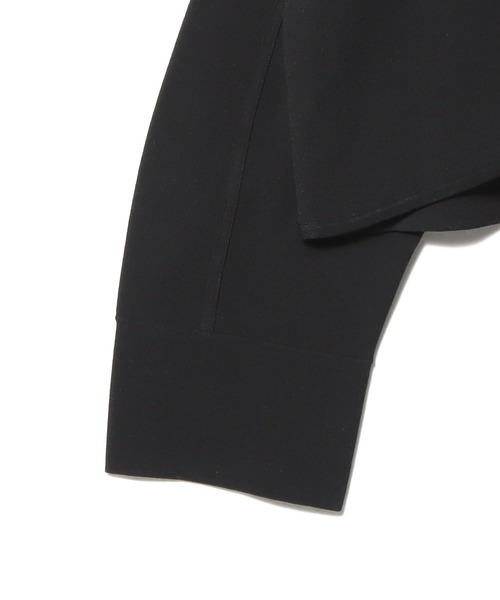 ESTNATION（エストネーション）の「ESTNATION / カーヴィーニットジャケット（ノーカラージャケット・レディース・ブラック/オフホワイト・FREE）」の6枚目の写真