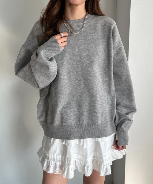 apres jour mignon(アプレジュールミニョン)の「スウェットライクニット【ZOZOTOWN限定アイテム】(ニット/セーター・レディース・ネイビー/レッド/イエロー/オートミール/杢グレー・X-LARGE/フリー)」の2枚目の写真