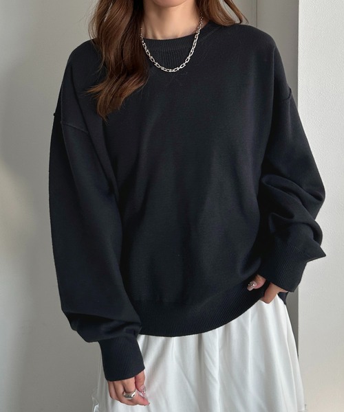 apres jour mignon(アプレジュールミニョン)の「スウェットライクニット【ZOZOTOWN限定アイテム】(ニット/セーター・レディース・ネイビー/レッド/イエロー/オートミール/杢グレー・X-LARGE/フリー)」の4枚目の写真