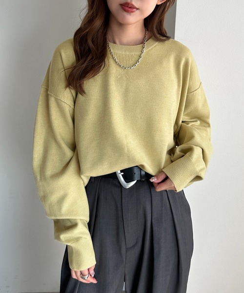 apres jour mignon(アプレジュールミニョン)の「スウェットライクニット【ZOZOTOWN限定アイテム】(ニット/セーター・レディース・ネイビー/レッド/イエロー/オートミール/杢グレー・X-LARGE/フリー)」の1枚目の写真