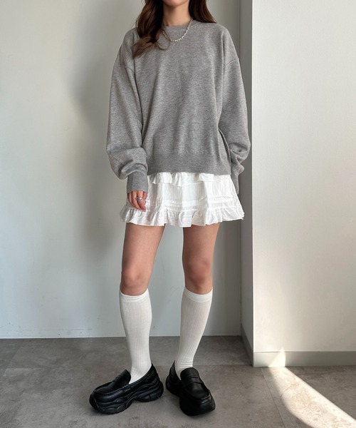 apres jour mignon(アプレジュールミニョン)の「スウェットライクニット【ZOZOTOWN限定アイテム】(ニット/セーター・レディース・ネイビー/レッド/イエロー/オートミール/杢グレー・X-LARGE/フリー)」の9枚目の写真