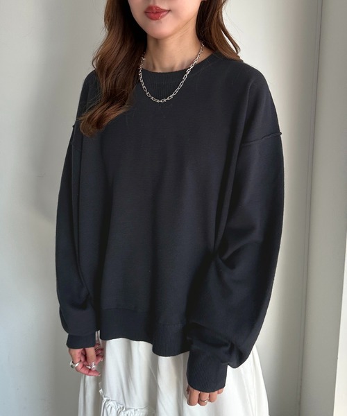 apres jour mignon(アプレジュールミニョン)の「スウェットライクニット【ZOZOTOWN限定アイテム】(ニット/セーター・レディース・ネイビー/レッド/イエロー/オートミール/杢グレー・X-LARGE/フリー)」の17枚目の写真