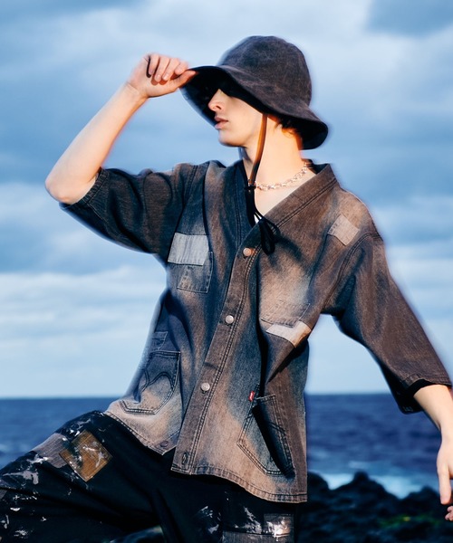 glamb(グラム)の「Unplugged Denim Happi Shirt / アンプラグドデニムハッピシャツ(シャツ/ブラウス・メンズ・ブラック/インディゴブルー・S/M/L)」の13枚目の写真