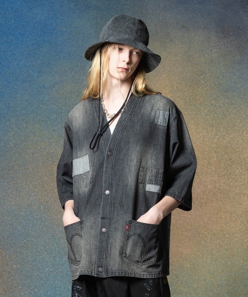 glamb(グラム)の「Unplugged Denim Happi Shirt / アンプラグドデニムハッピシャツ(シャツ/ブラウス・メンズ・ブラック/インディゴブルー・S/M/L)」の3枚目の写真