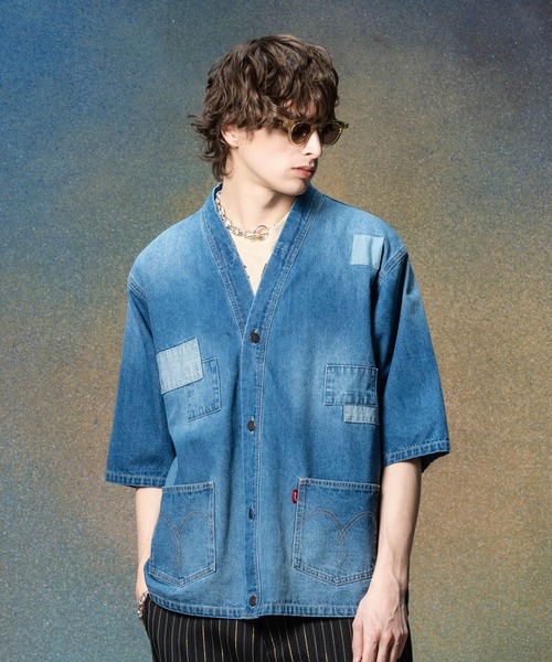 glamb(グラム)の「Unplugged Denim Happi Shirt / アンプラグドデニムハッピシャツ(シャツ/ブラウス・メンズ・ブラック/インディゴブルー・S/M/L)」の8枚目の写真