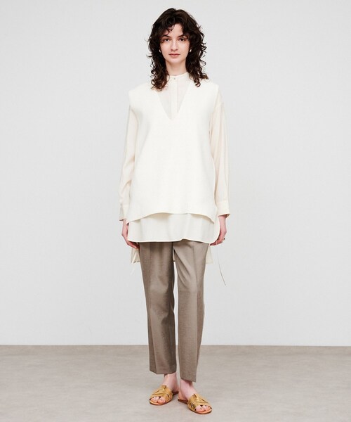 cloenc（クロエンス）の「【手洗い可】Vネックニットベスト（ベスト・レディース・オフホワイト/ブラック系8・02）」の3枚目の写真