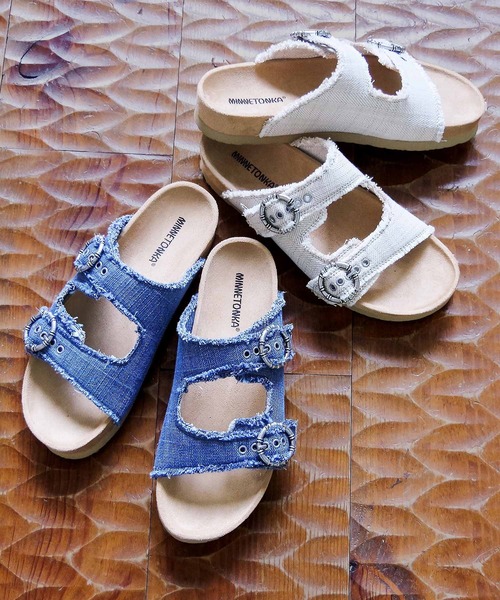 Minnetonka(ミネトンカ)の「MINNETONKA ミネトンカ / ベルトサンダル GEORGINE(サンダル・レディース・ベージュ/ブルー・6/7/8/9/5)」の3枚目の写真