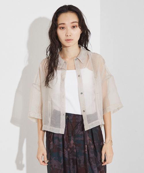 ふーちゃん様　NEAU シアーハーフスリーブシャツ＋バンドカラーシャツ NOMINE｜ハーフスリーブ シアー シャツ | Rakuten Fashion(楽天