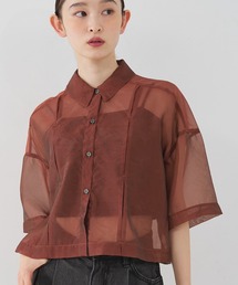 NOMINE | ハーフスリーブ シアー シャツ(シャツ/ブラウス)