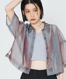 NOMINE | ハーフスリーブ シアー シャツ(シャツ/ブラウス)