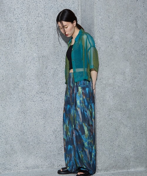 NOMINE(ノミネ)の「ハーフスリーブ シアー シャツ(シャツ/ブラウス・レディース・グレイッシュベージュ/エメラルド/ブラック/エンジ/ブラック系その他/ブラウン系その他/ピンク/ライトグレー・フリー)」の13枚目の写真