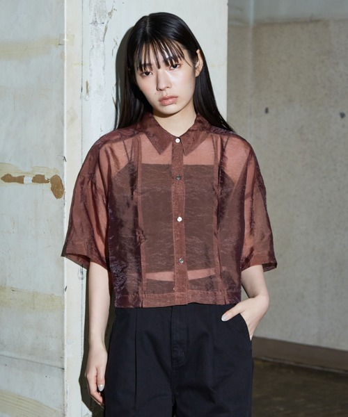 ふーちゃん様　NEAU シアーハーフスリーブシャツ＋バンドカラーシャツ ハーフスリーブ シアー シャツ（シャツ/ブラウス）｜NOMINE