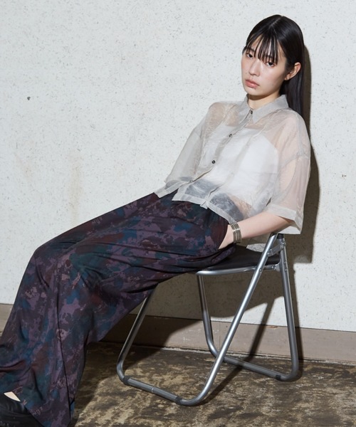 NOMINE(ノミネ)の「ハーフスリーブ シアー シャツ(シャツ/ブラウス・レディース・グレイッシュベージュ/エメラルド/ブラック/エンジ/ブラック系その他/ブラウン系その他/ピンク/ライトグレー・フリー)」の10枚目の写真