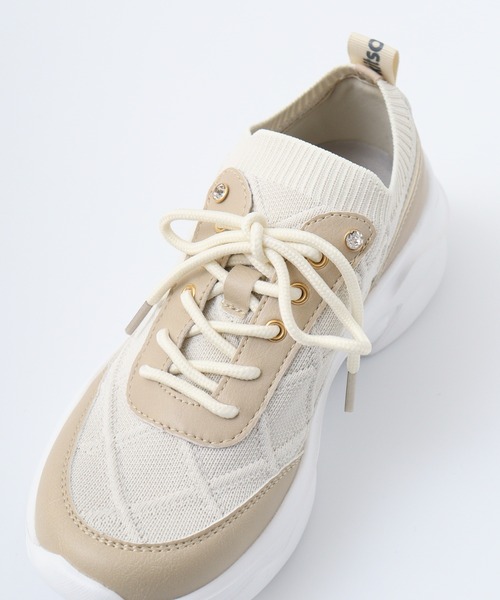 kitson(キットソン)の「KITSON KITSON キットソン 厚底 ウェッジソール 軽量 レースアップ ニットスニーカー(スニーカー・レディース・ブラック系その他/ベージュ・S/M/L/LL)」の6枚目の写真
