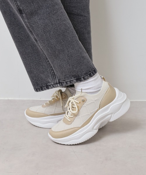 kitson(キットソン)の「KITSON KITSON キットソン 厚底 ウェッジソール 軽量 レースアップ ニットスニーカー(スニーカー・レディース・ブラック系その他/ベージュ・S/M/L/LL)」の15枚目の写真