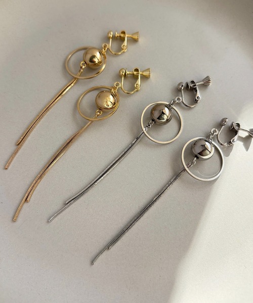 tone(トーン)の「【As】【金属アレルギー対応】NO.167 銅玉×サークルリング ロングチェーンイヤリング(ニッケルフリー)(MA)(イヤリング・レディース・ゴールド系2/ゴールド/シルバー/シルバー系2・FREE)」の11枚目の写真