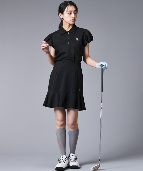 CHIC STYLE（シックスタイル）の「パフスリーブポロシャツ＜大きいサイズ有＞シックスタイルゴルフ（Tシャツ/カットソー・レディース・ベージュ/ブラック/オフホワイト・5L/4L/3L/LL/L/M）」の5枚目の写真