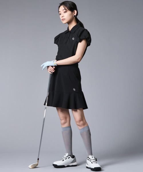 CHIC STYLE（シックスタイル）の「パフスリーブポロシャツ＜大きいサイズ有＞シックスタイルゴルフ（Tシャツ/カットソー・レディース・ベージュ/ブラック/オフホワイト・5L/4L/3L/LL/L/M）」の6枚目の写真