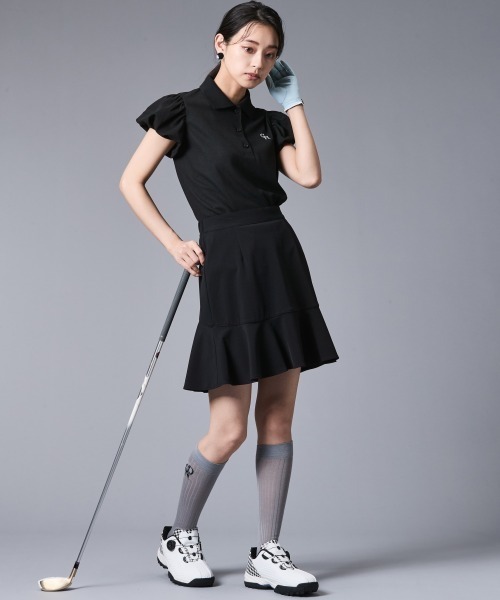 CHIC STYLE（シックスタイル）の「パフスリーブポロシャツ＜大きいサイズ有＞シックスタイルゴルフ（Tシャツ/カットソー・レディース・ベージュ/ブラック/オフホワイト・5L/4L/3L/LL/L/M）」の8枚目の写真