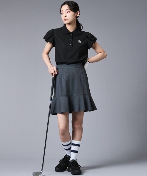 CHIC STYLE（シックスタイル）の「パフスリーブポロシャツ＜大きいサイズ有＞シックスタイルゴルフ（Tシャツ/カットソー・レディース・ベージュ/ブラック/オフホワイト・5L/4L/3L/LL/L/M）」の20枚目の写真