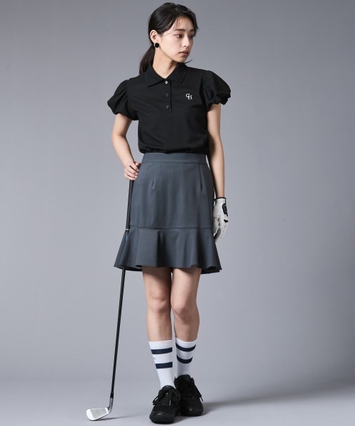 CHIC STYLE（シックスタイル）の「パフスリーブポロシャツ＜大きいサイズ有＞シックスタイルゴルフ（Tシャツ/カットソー・レディース・ベージュ/ブラック/オフホワイト・5L/4L/3L/LL/L/M）」の22枚目の写真