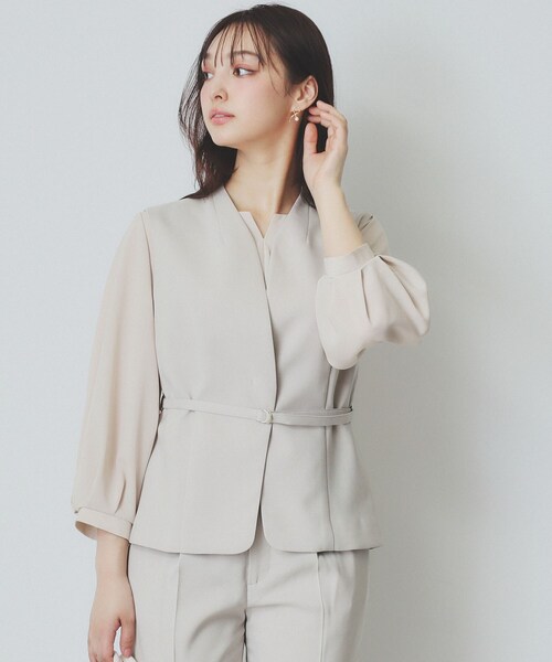 index(インデックス)の「ドライタッチストレッチノーカラージレ/セットアップ対応【洗濯機洗い可/イージーアイロン】(ベスト・レディース・グレー/チャコールグレー/ベージュ・36/38/40/42)」の3枚目の写真