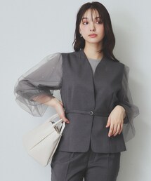 index（インデックス）の「ドライタッチストレッチノーカラージレ/セットアップ対応【洗濯機洗い可/イージーアイロン】（ベスト）」