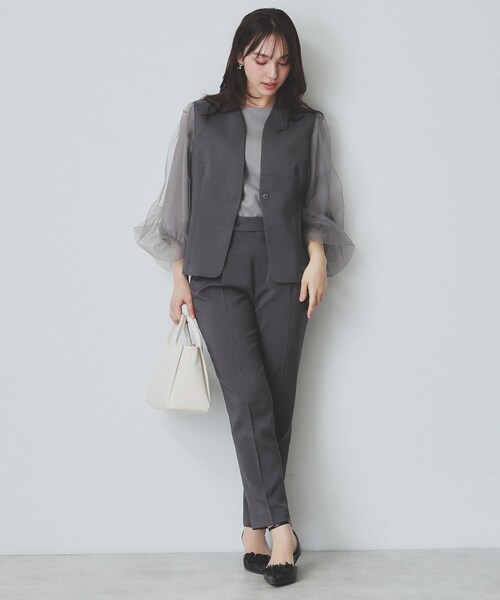 index(インデックス)の「ドライタッチストレッチノーカラージレ/セットアップ対応【洗濯機洗い可/イージーアイロン】(ベスト・レディース・グレー/チャコールグレー/ベージュ・36/38/40/42)」の16枚目の写真