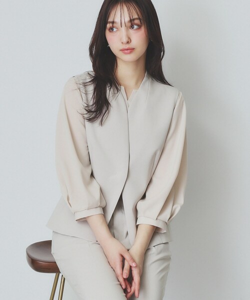 index(インデックス)の「ドライタッチストレッチノーカラージレ/セットアップ対応【洗濯機洗い可/イージーアイロン】(ベスト・レディース・グレー/チャコールグレー/ベージュ・36/38/40/42)」の19枚目の写真