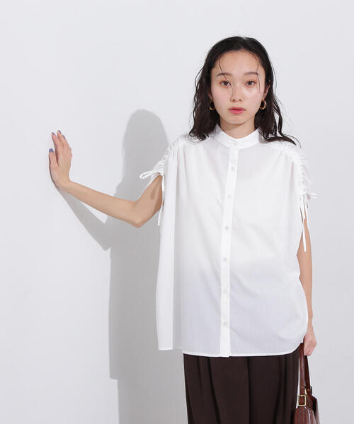 N.（N. Natural Beauty Basic）（エヌエヌナチュラルビューティーベーシック）の「バンドカラードロストシャツ（シャツ/ブラウス・レディース・ブルー系その他/オフホワイト/ピンク系その他・MEDIUM）」の4枚目の写真