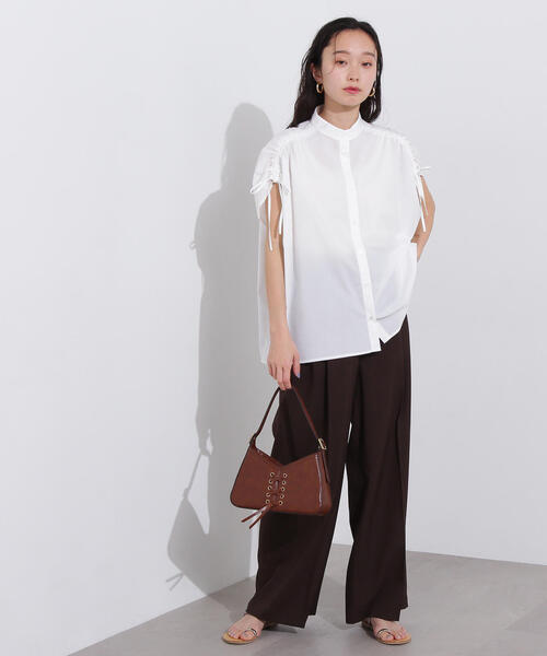 N.（N. Natural Beauty Basic）（エヌエヌナチュラルビューティーベーシック）の「バンドカラードロストシャツ（シャツ/ブラウス・レディース・ブルー系その他/オフホワイト/ピンク系その他・MEDIUM）」の5枚目の写真