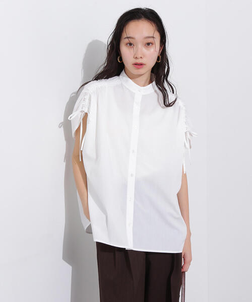 N.（N. Natural Beauty Basic）（エヌエヌナチュラルビューティーベーシック）の「バンドカラードロストシャツ（シャツ/ブラウス・レディース・ブルー系その他/オフホワイト/ピンク系その他・MEDIUM）」の9枚目の写真