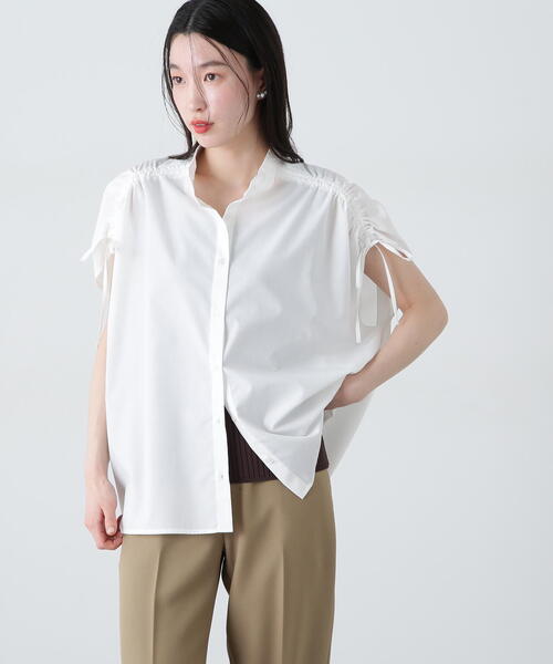 N.（N. Natural Beauty Basic）（エヌエヌナチュラルビューティーベーシック）の「バンドカラードロストシャツ（シャツ/ブラウス・レディース・ブルー系その他/オフホワイト/ピンク系その他・MEDIUM）」の11枚目の写真
