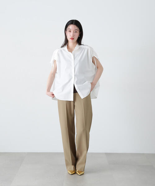 N.（N. Natural Beauty Basic）（エヌエヌナチュラルビューティーベーシック）の「バンドカラードロストシャツ（シャツ/ブラウス・レディース・ブルー系その他/オフホワイト/ピンク系その他・MEDIUM）」の14枚目の写真